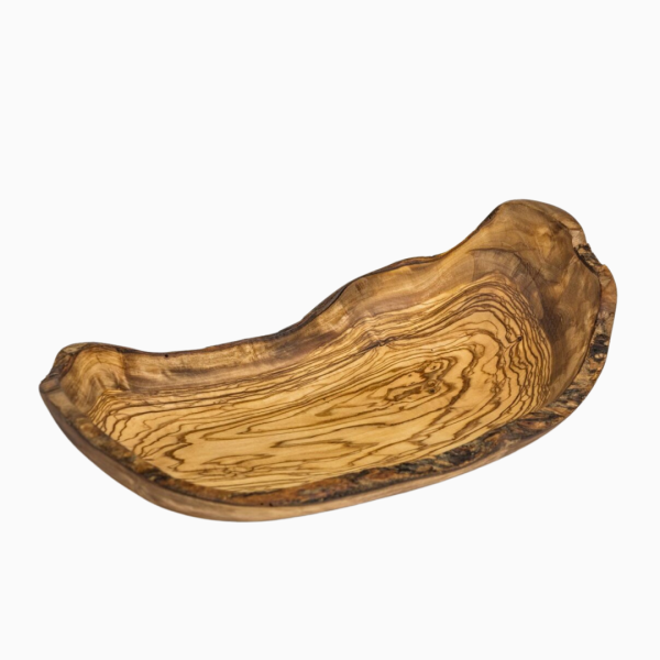 Gefuele Olivenholz Schale oval Rustikal 31-34 cm (flach)  -  Nachhaltig, Antibakteriell, Naturprodukt, Langlebig - perfektes Geschenk