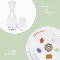 Gefuele - Wasserkaraffe mit Edelsteinen -  1,2 L - Nachhaltig, &Ouml;kologisch, mit der Blume des Lebens