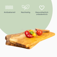 Gefuele Olivenholz Fr&uuml;hst&uuml;ckbrett Rustikal ca. 30 cm - Nachhaltig, Antibakteriell, Naturprodukt, Langlebig - perfektes Geschenk