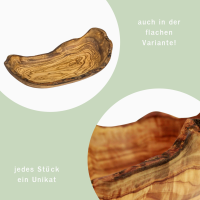 Gefuele Olivenholz  Schale oval Rustikal 31-34 cm (hoch) -  Nachhaltig, Antibakteriell, Naturprodukt, Langlebig - perfektes Geschenk
